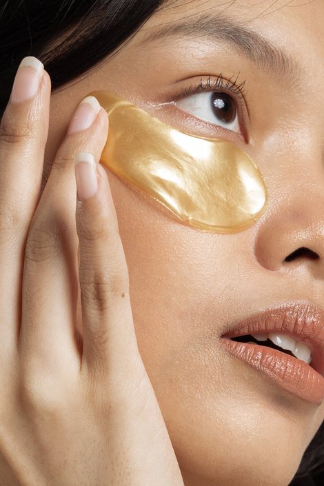 Closeup Portrait of a Woman with Under Eye Gel Patch
